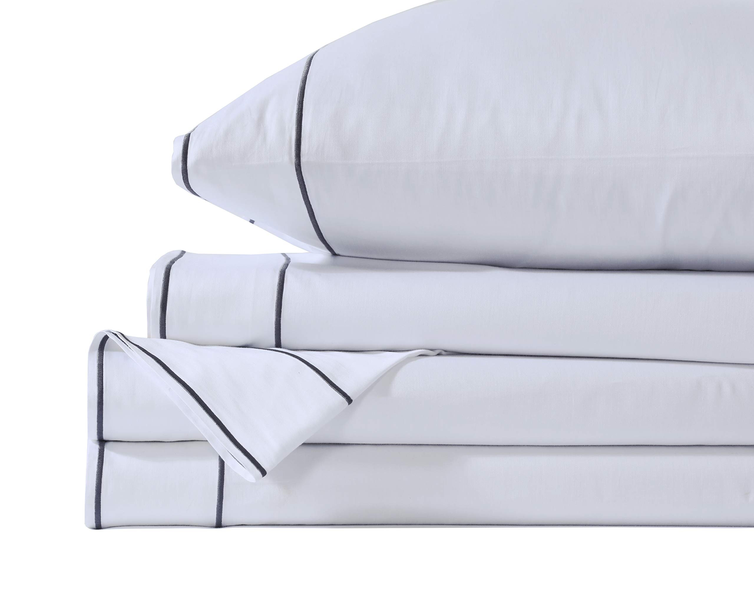 400 Thread Count Cotton Sheet Sets, 100% Pure Combed Cotton Stylish Hotel Stitch Sheets, French E... | Amazon (US)