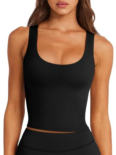 LASLULU Womens Black Sports Bras Padded Longline Sport Bra Gym Exercise Yoga Tops Cropped Athletic Workout Tank Tops with Built in Bra (Black, X-Large) | Amazon (US)