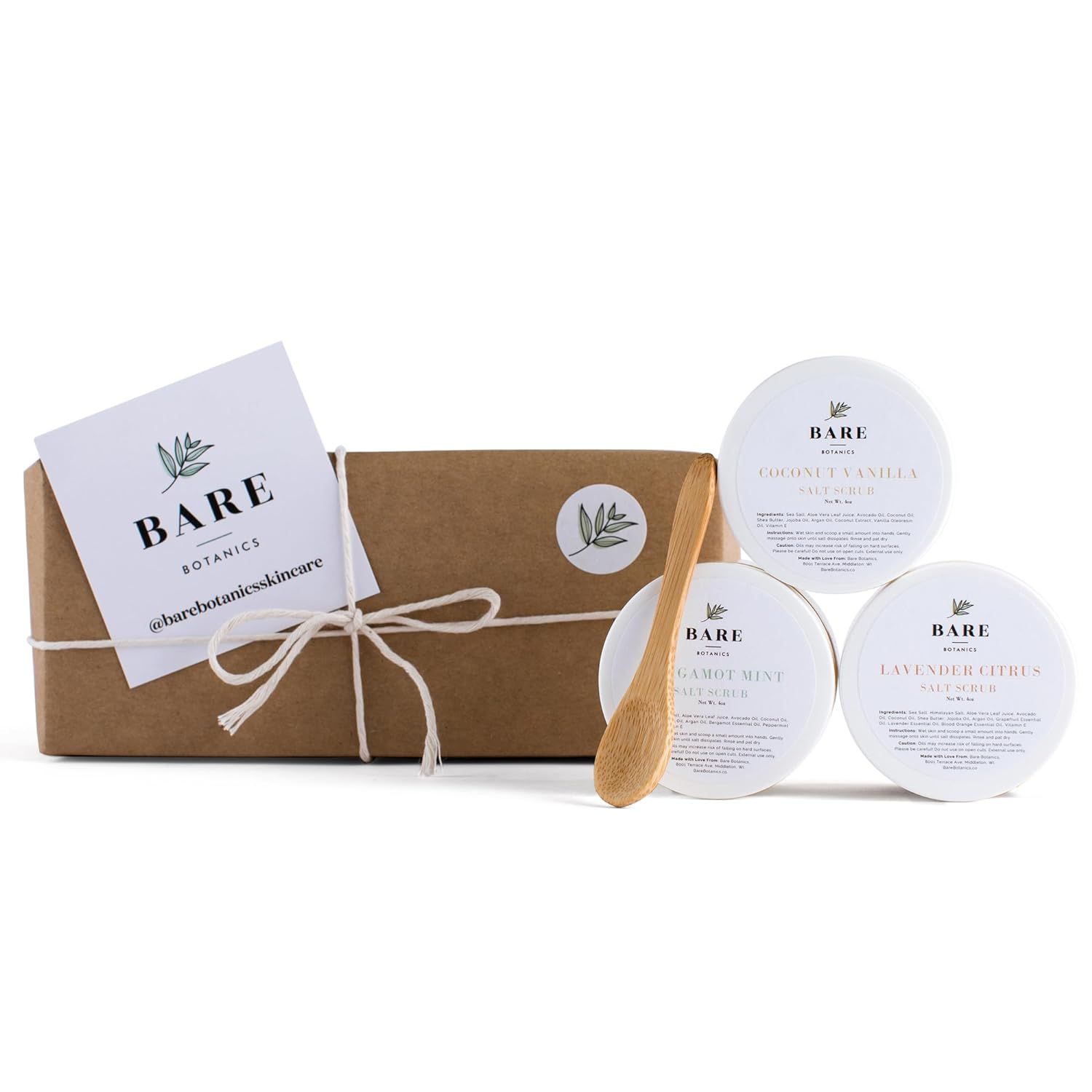 Bare Botanics Body Scrub Gift Set – Gentle Exfoliator & Super Moisturizer | Includes a Wooden S... | Amazon (US)