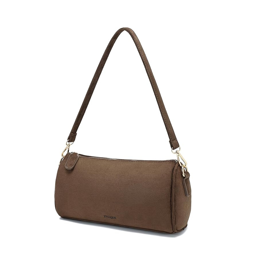 JOLLQUE Suede Crossbody Bag for Women, Luxury Small Barrel Clutch Handbag Purse, Fall Winter Shou... | Amazon (US)
