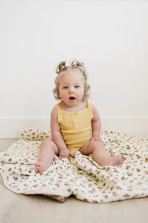 Yellow Bow Pointelle Tank Bodysuit | Mebie Baby