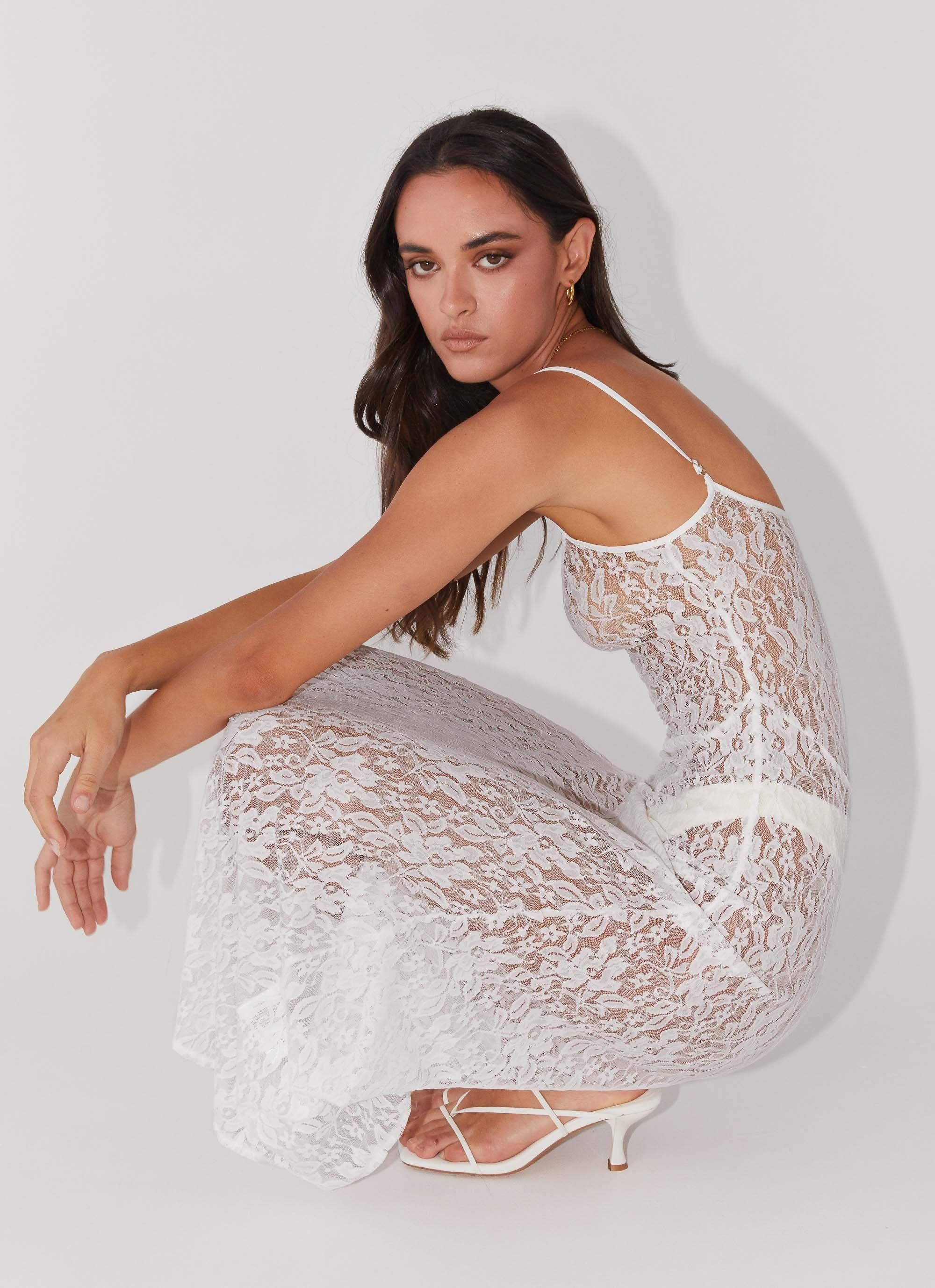 Wild Thoughts Lace Midi Dress - Snow | Peppermayo (Global)