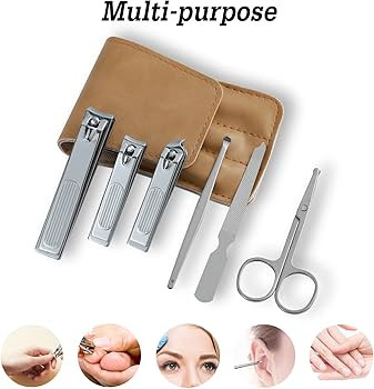 Nail Clipper Set, 6 Pcs Toenail Clippers, Stainless Steel Fingernail Clipper, and PU Leather Mani... | Amazon (US)