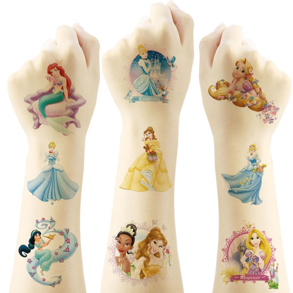 20 Sheets Princess Temporary Tattoos for Kids, Disney Princess Birthday Party Favors, Cute Cartoo... | Amazon (US)
