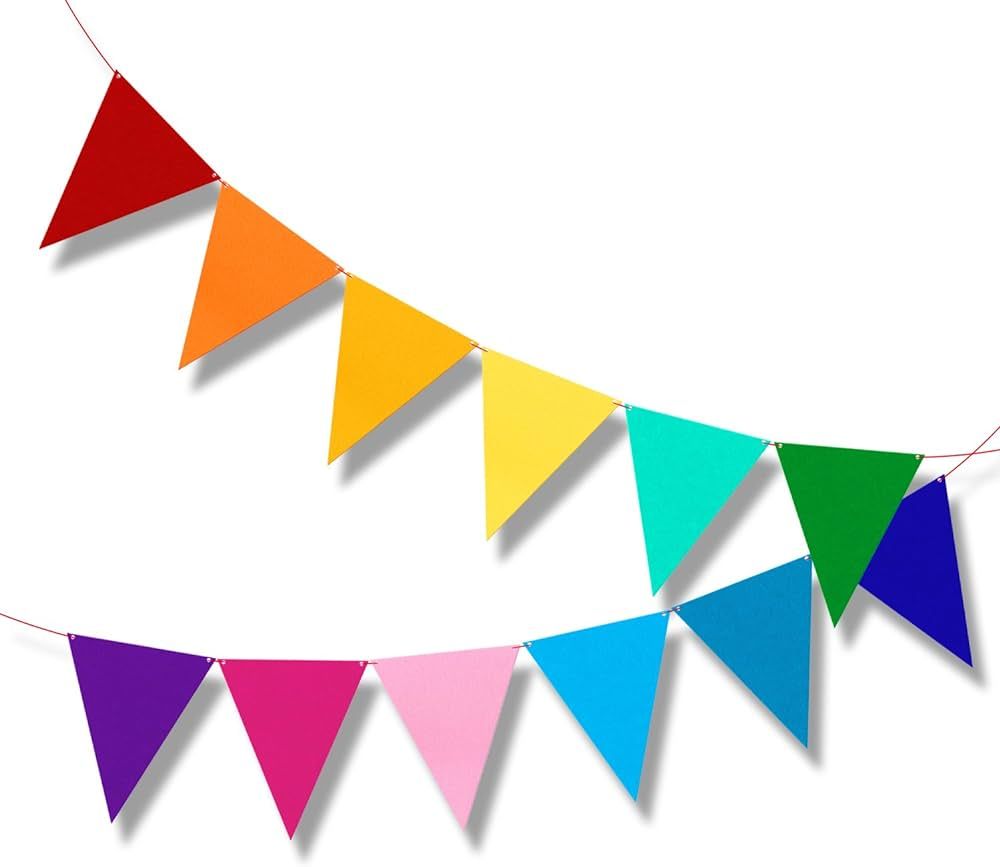 Carnival Bunting Pennant Banner Birthday Party Decorations, rainbow | Amazon (US)