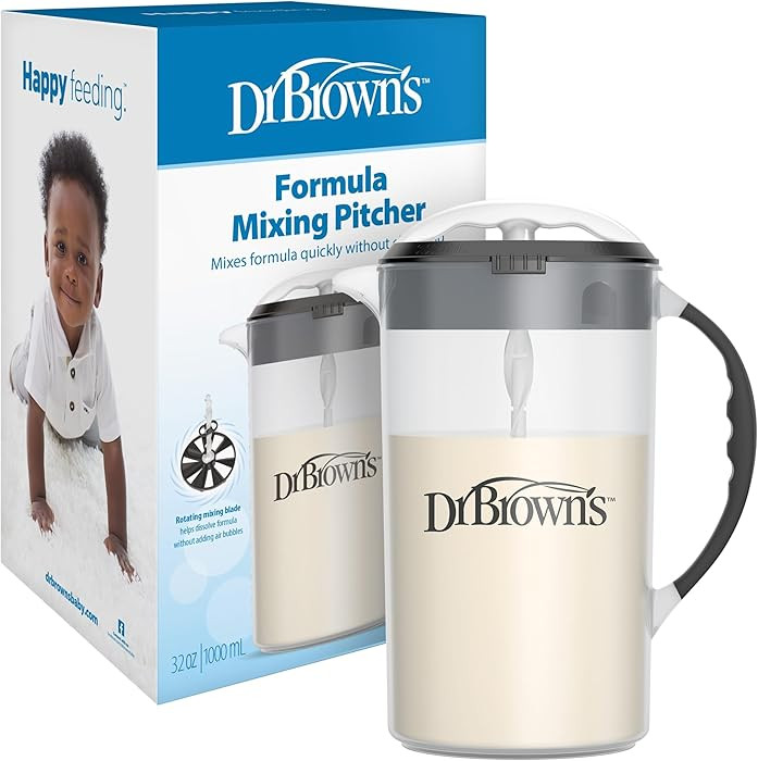 Dr. Brown's Baby Formula Mixing Pitcher with Adjustable Stopper, Locking Lid & No Drip Spout, Bla... | Amazon (US)