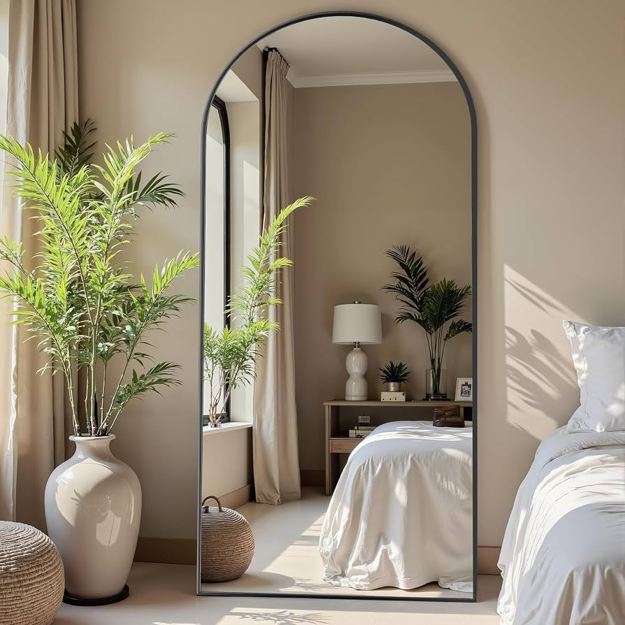Floor Mirror, 77"x38" Oversized Full Length Mirror with Stand, Arched Full Body Mirror Standing H... | Amazon (US)