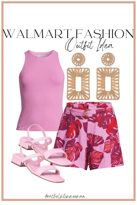 Just ordered this cute new Walmart fashion outfit! The shorts also come in solid, black and ivory. These new tanks are only $10 and look like they’re double layer material! I can’t wait to see them in person. Also have these pink sandals and love them.

Walmart fashion. Walmart finds. LTK under 50. 