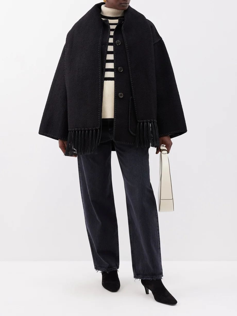 Embroidered scarf-neck wool-blend jacket | Toteme | Matches (UK)