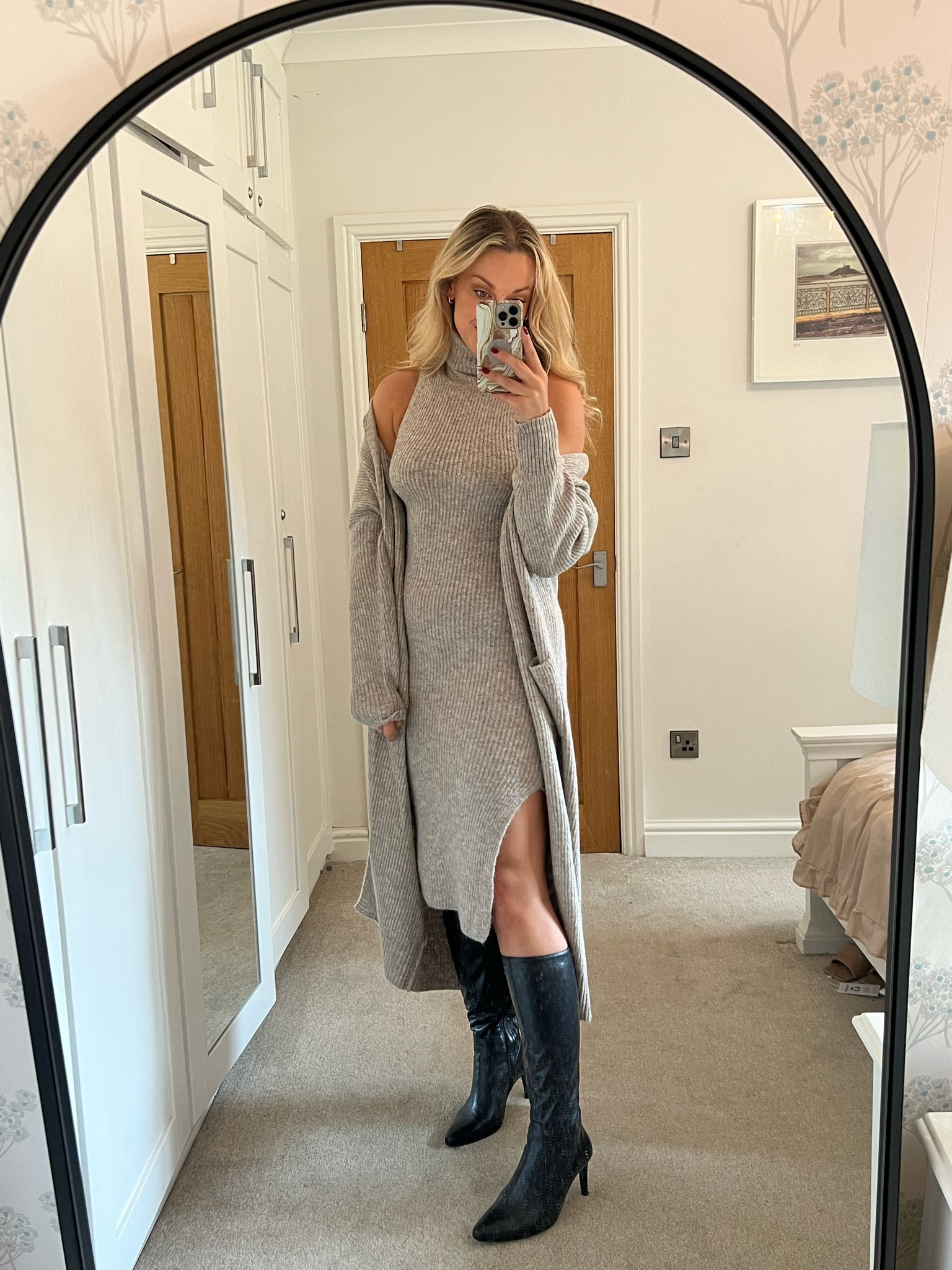 Knitted high neck midi dress with matching maxi knitted cardigan - in the style Stacey Solomon 

#LTKstyletip #LTKmidsize #LTKfindsunder50