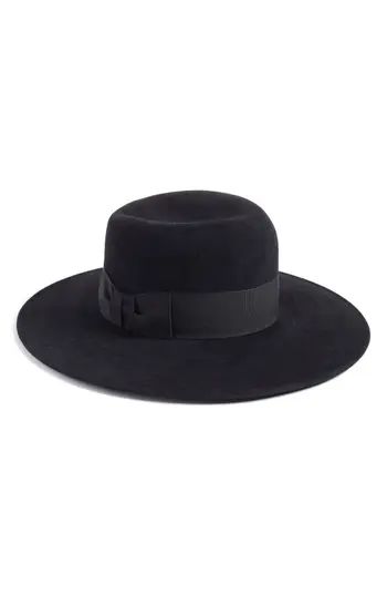 Women's Eric Javits Velour Padre Fur Felt Wide Brim Hat - Black | Nordstrom