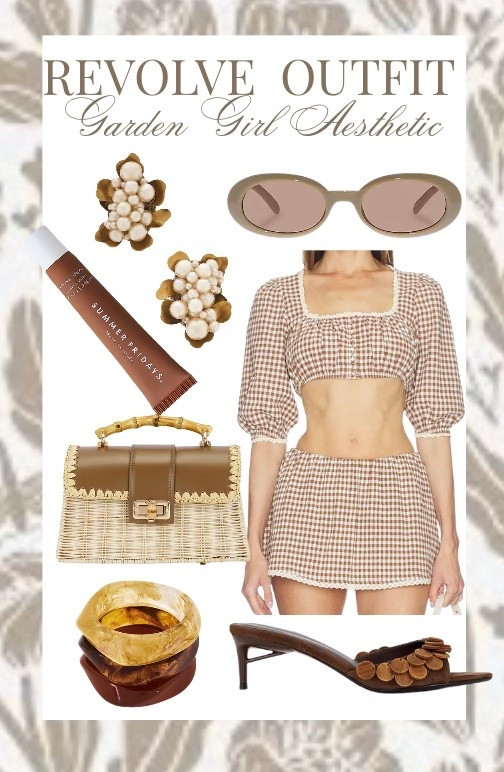 Warm neutrals and gingham for the ultimate garden girl aesthetic 🤎 This Revolve two-piece set gives effortless cottagecore countryside style with a feminine cropped top and matching skirt. Styled with woven textures, vintage-inspired jewelry, and brown heels for a romantic spring outfit perfect for brunch, garden parties, and weekend escapes.
revolve outfit, brown gingham outfit, cottagecore outfit, garden girl aesthetic, feminine spring outfit, countryside chic style, neutral spring fashion, romantic summer outfit, wicker bag outfit, vintage inspired style.


#LTKSpringSale #LTKootd #LTKgrwm