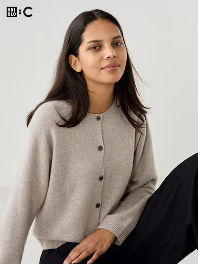 Cashmere Crew Neck Short Cardigan | UNIQLO (UK)