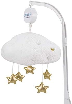 Little Love by NoJo White Sherpa Cloud Shaped Nursery Crib Musical Mobile with Shimmering Gold Me... | Amazon (US)