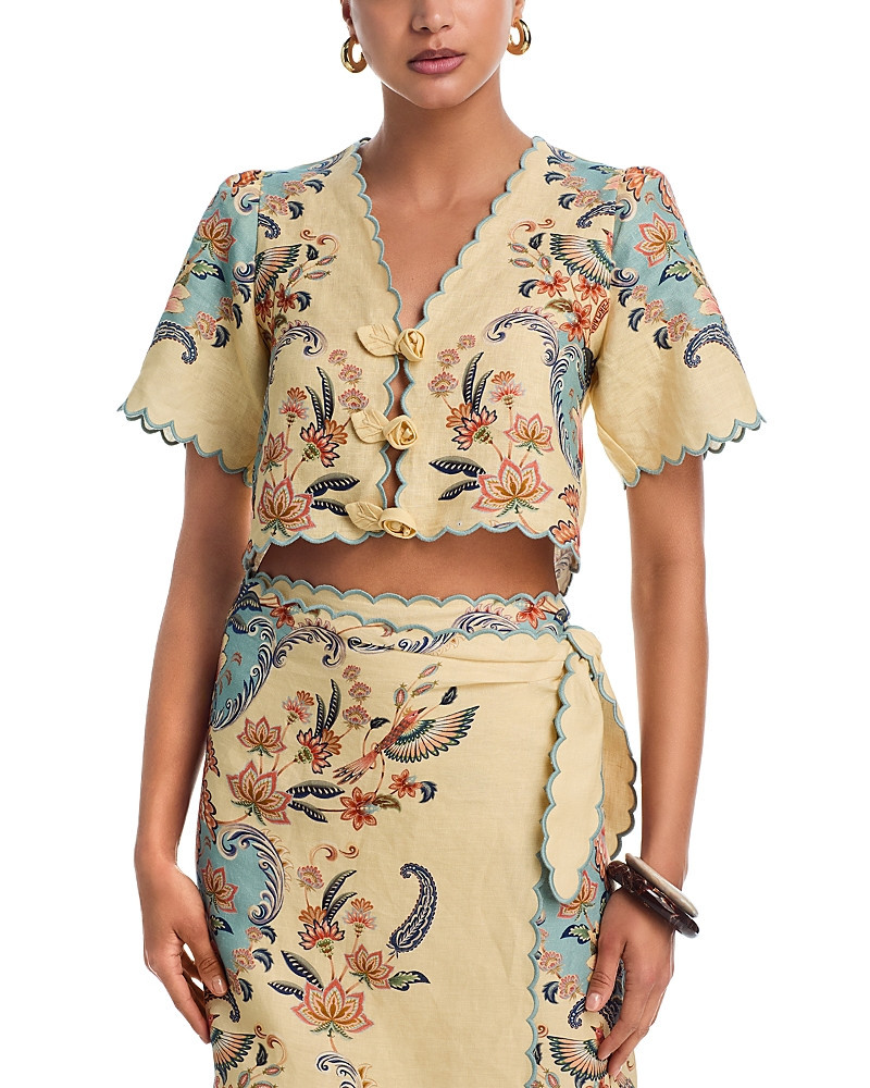 Farm Rio Boho Beauty Cropped Linen Top | Bloomingdale's (US)
