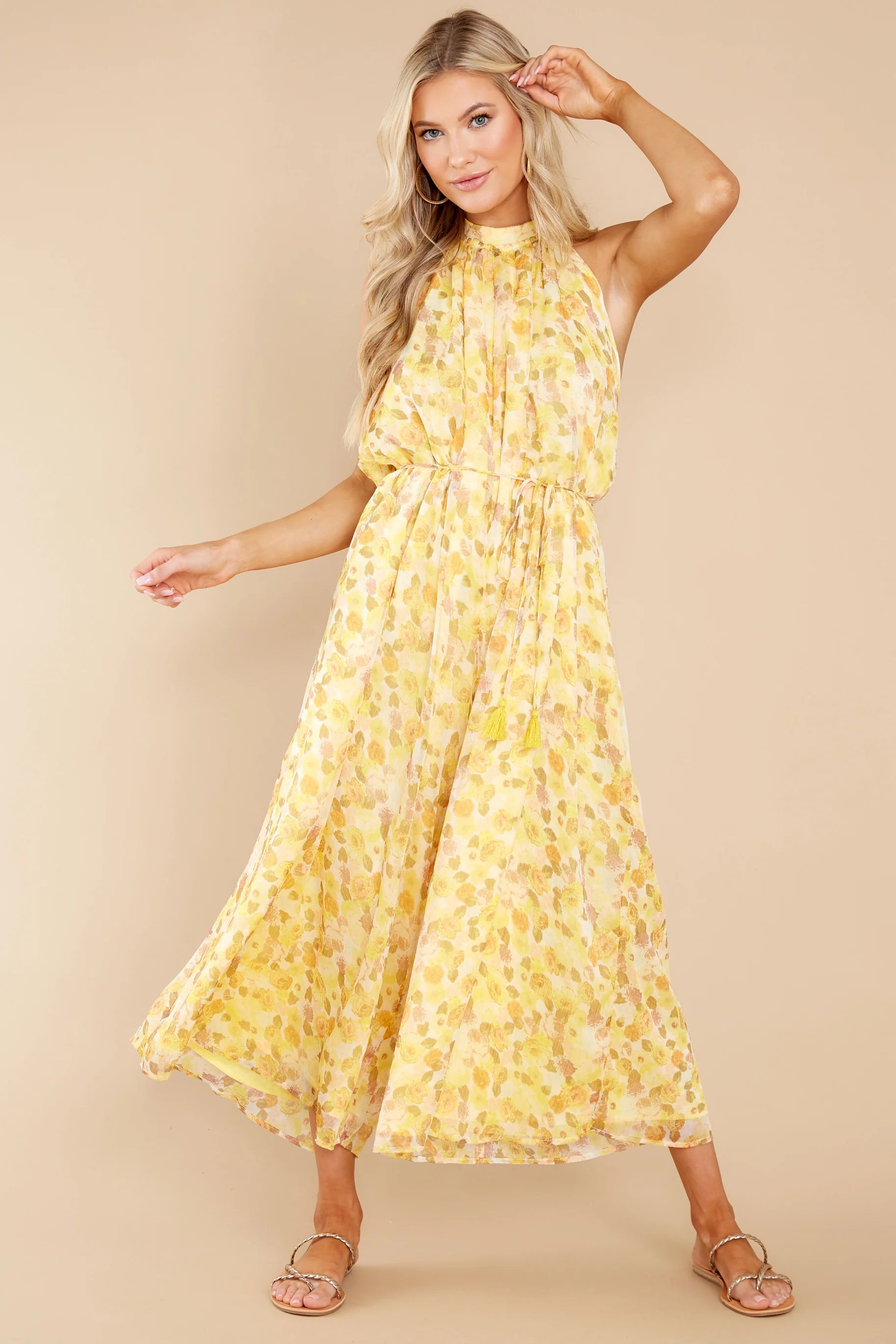 Bringing The Sunshine Yellow Floral Print Jumpsuit | Red Dress 