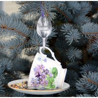 Teacup Bird Feeder With Hand Stamped Bent Spoon-No Squirrels Allowed | Etsy (US)