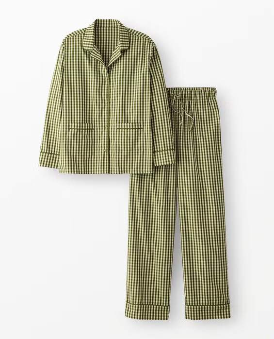 Women's Pine Gingham Poplin Patch Pocket Pajama Set in 100% Cotton - Size Adult XS by Hanna Andersson | Hanna Andersson