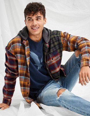 AE Cozy Cabin Hoodie Flannel | American Eagle Outfitters (US & CA)