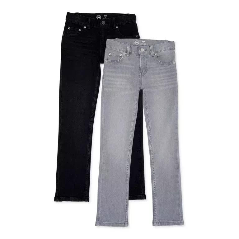Wonder Nation Boys Rip & Repair Denim Jeans, 2 Pack, Sizes 4-18 & Husky 