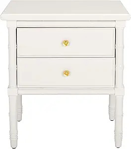 Safavieh Home Collection Mina Modern Coastal 2 Drawer 25" Bamboo Nightstand, White | Amazon (US)