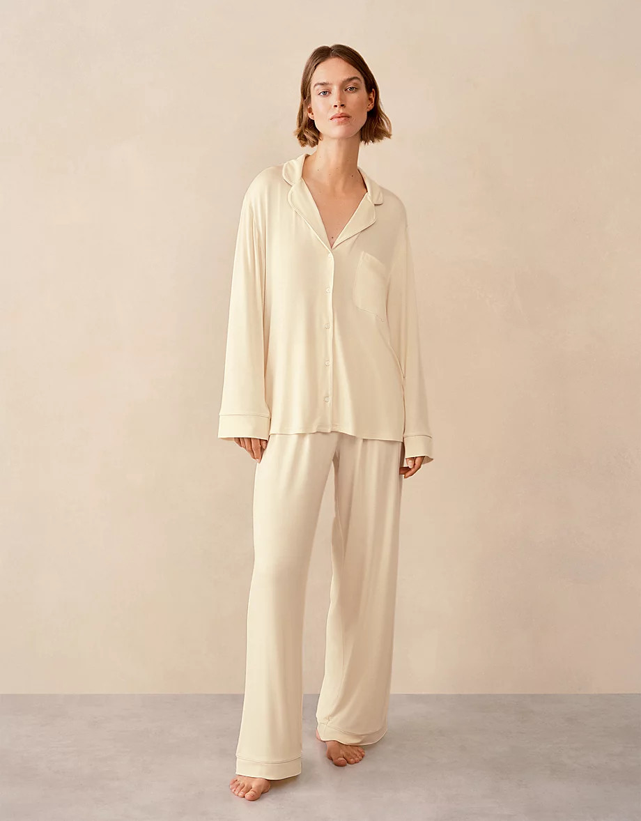 Jersey Relaxed Piped Pyjama Set | The White Company UK & ROW
