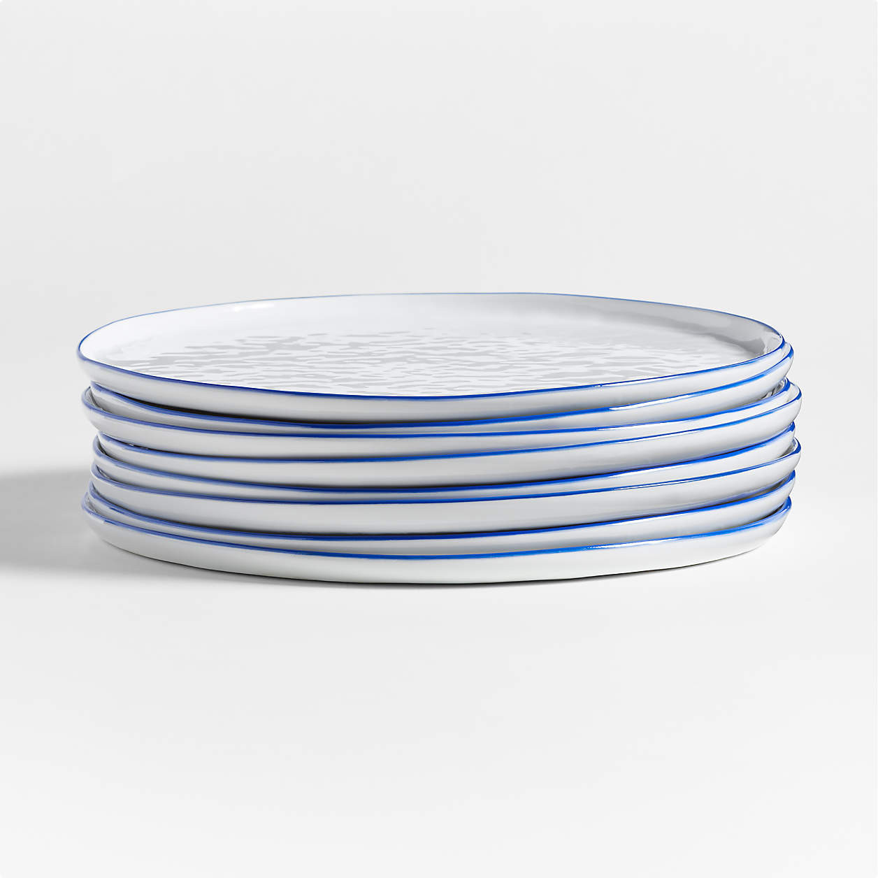 Mercer Blue Rim Round Ceramic Dinner Plates, Set of 8 + Reviews | Crate & Barrel | Crate & Barrel