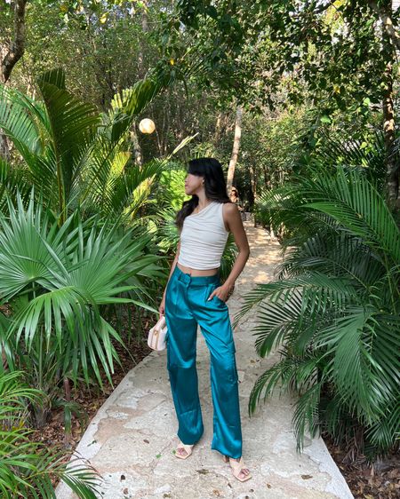 Vacay outfit, satin pants, summer fashion, travel outfit, summer style, casual chic 

#LTKunder50 #LTKtravel #LTKfit