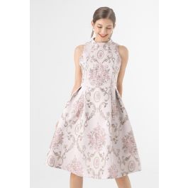 Splendid Peony Baroque Jacquard Sleeveless Dress in Pink | Chicwish
