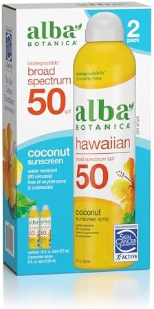 Alba Botanica Hawaiian Coconut Sunscreen, Spray Broad Spectrum SPF 50 Sunscreen, Water Resistant ... | Amazon (US)