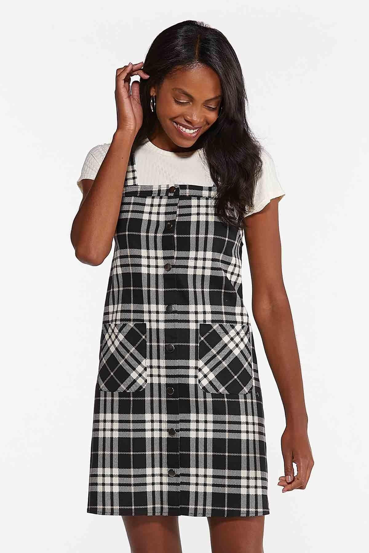 Plus Size Plaid Layering Jumper | Cato Fashions