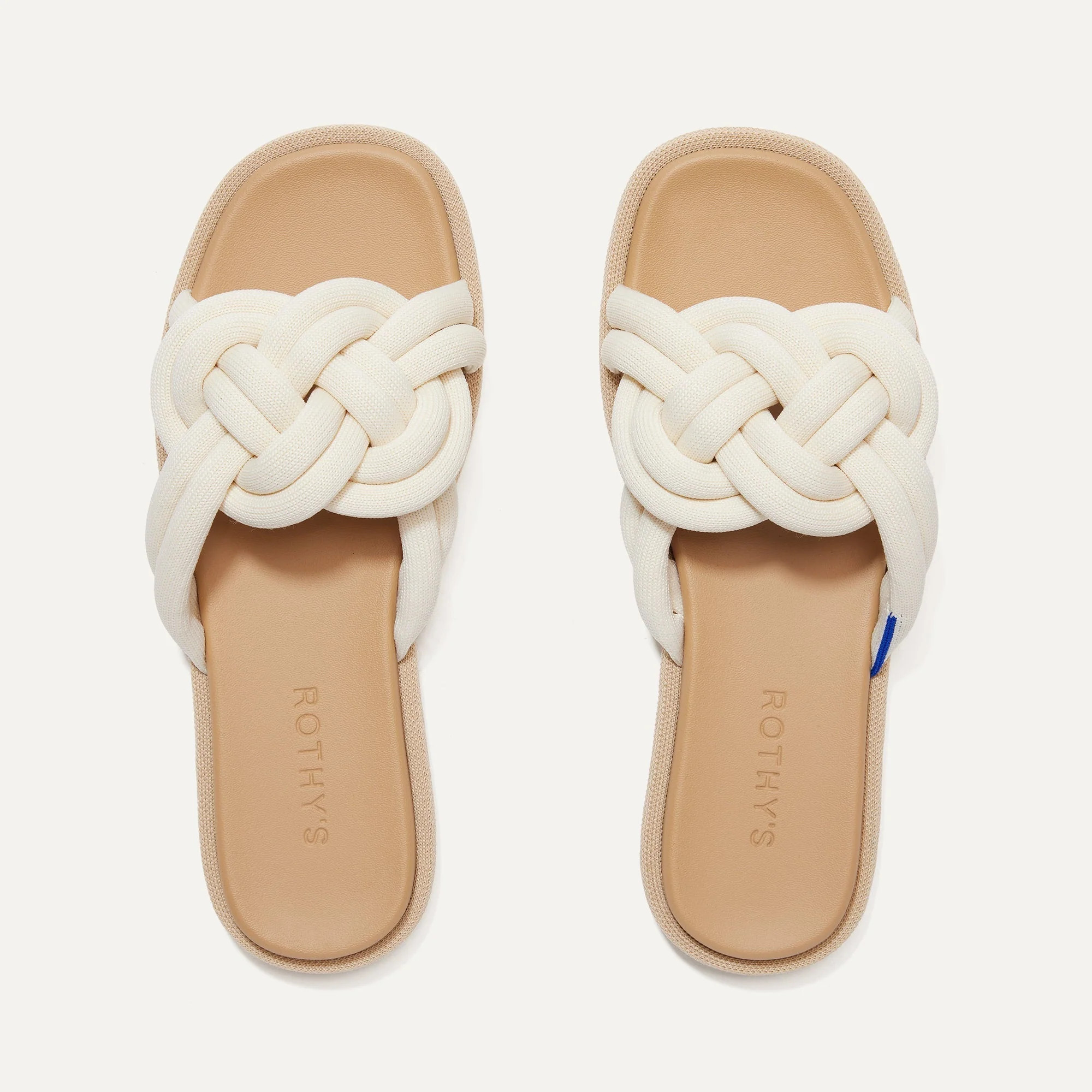 Women's Flat Slide Sandals in White Sand | Rothy's