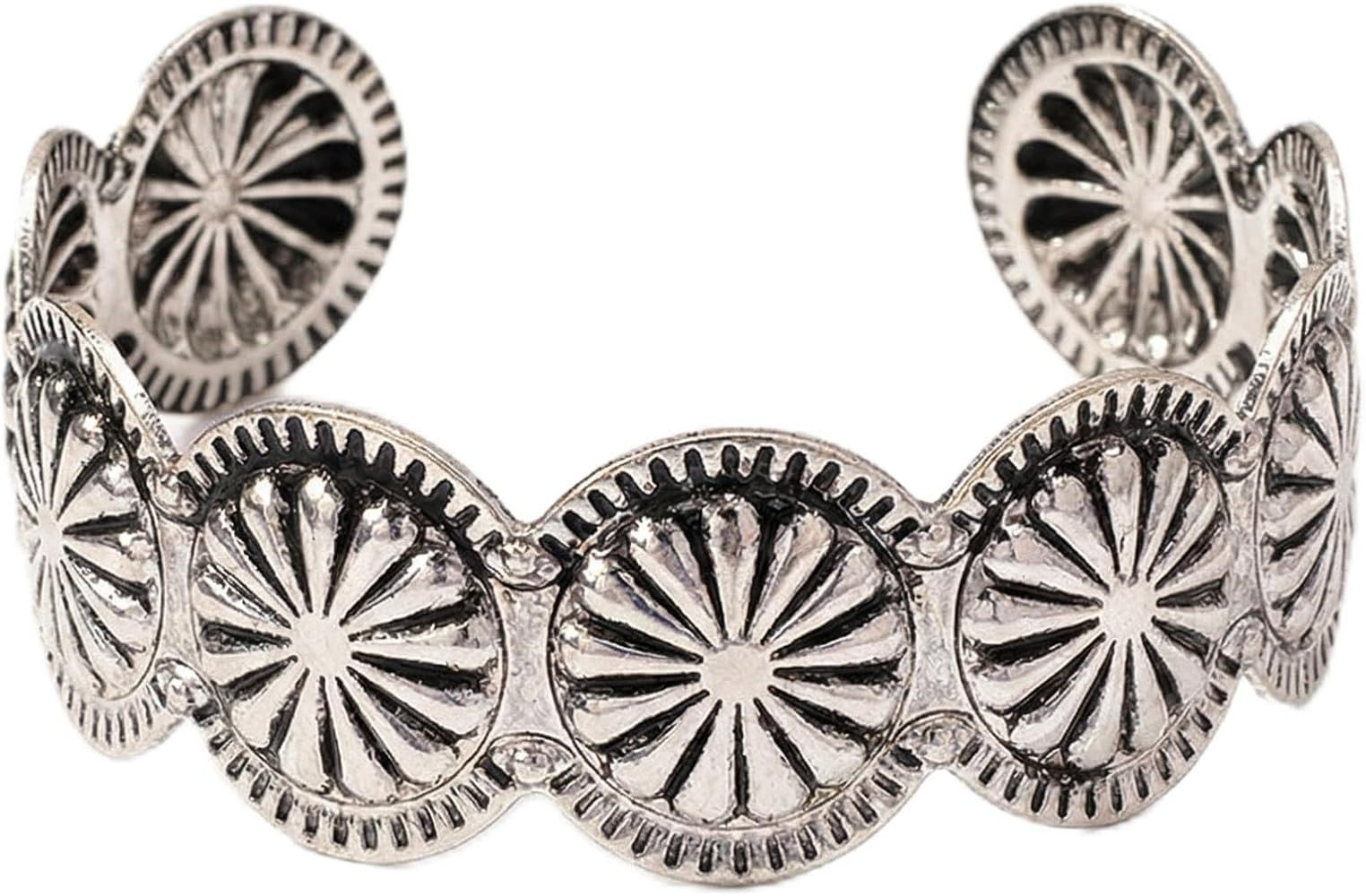 Amazon.com: Yeqeyiq Western Bracelets for Women, Silver Cuff Bracelet, Stackable Cowboy Jewelry, ... | Amazon (US)