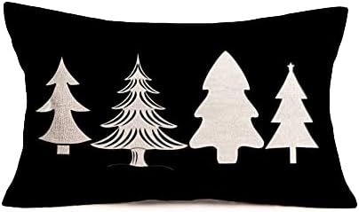 Asamour Merry Christmas Pillow Covers 12x20 Inch Geometry Forest Xmas Farmhouse Decor Black White Ch | Amazon (US)
