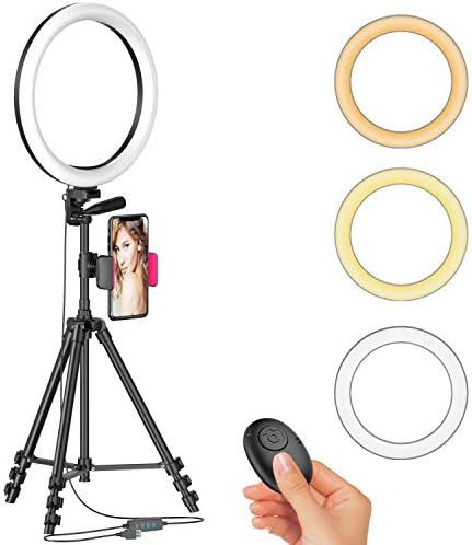 12" Ring Light with 51'' Extendable Tripod Stand & Cellphone Holder for Live Stream/Makeup/YouTub... | Amazon (US)