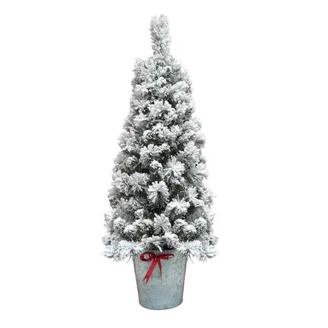 4 ft. Flocked Pot Christmas Tree - Walmart.com | Walmart (US)