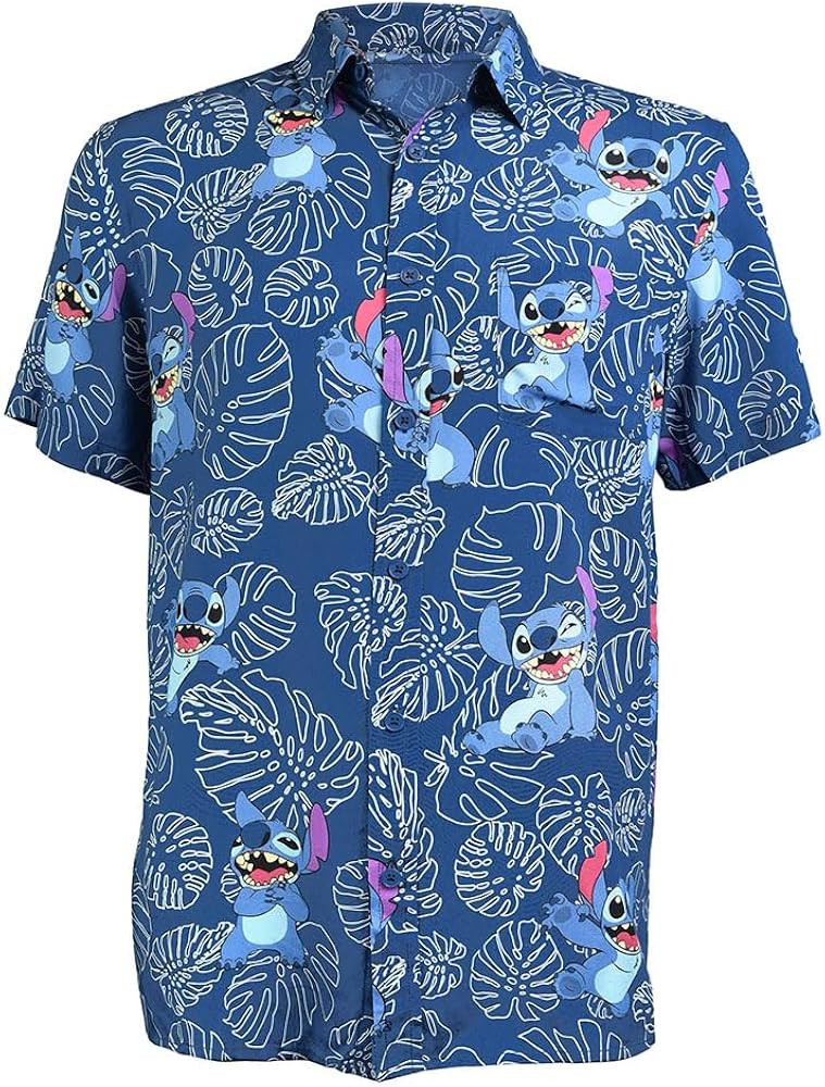 Disney Men's Botanical Stitch All Over Print Hawaiian | Amazon (US)