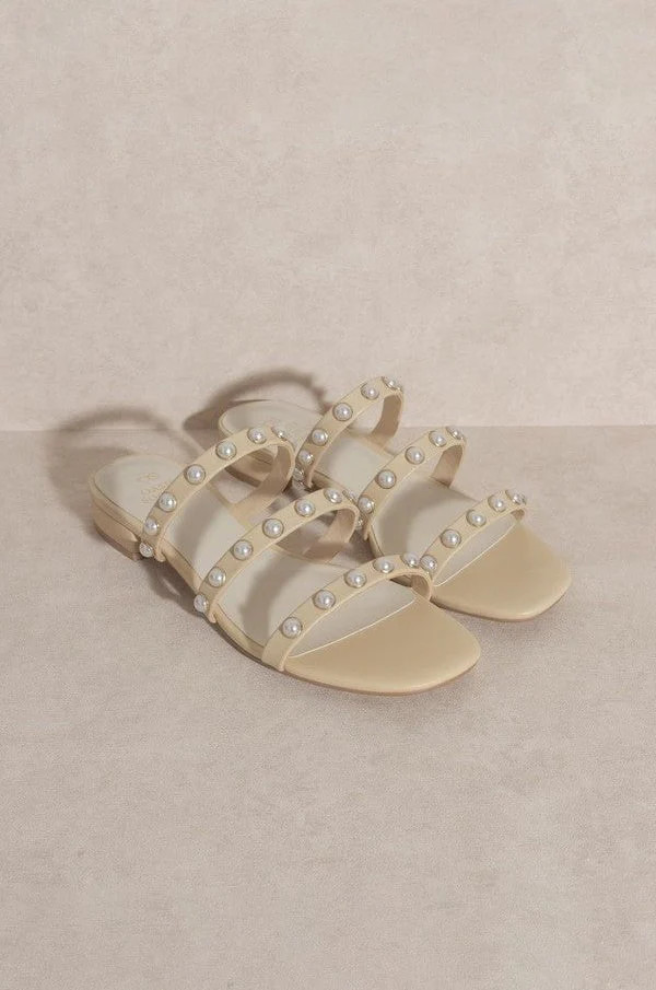 Valerie Pearl Flat Sandals - Butter | Petal & Pup (US)
