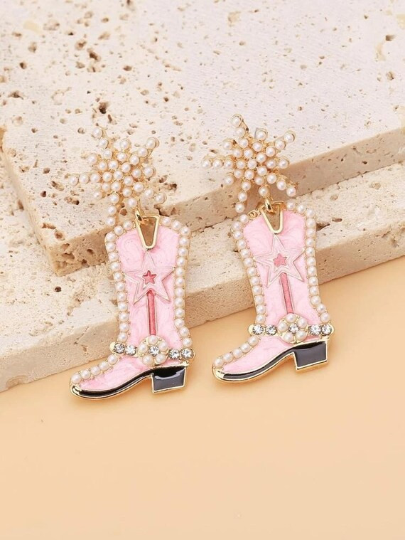 Pink Cowboy Boots Earrings  Western Earrings  Crystal | Etsy | Etsy (US)