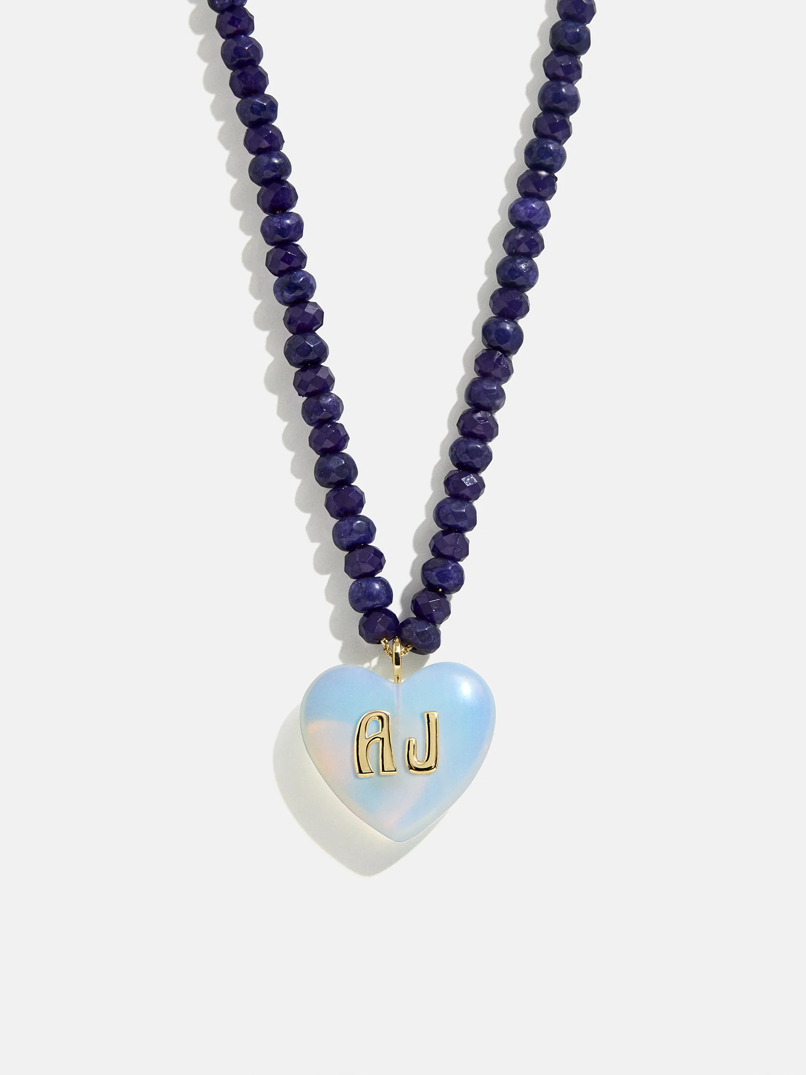 Semi-Precious Heart Custom Initial Necklace - Moonstone | BaubleBar