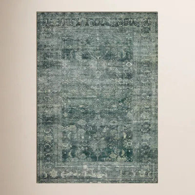 Magnolia Home By Joanna Gaines X Loloi Banks Machine Washable Blue / Lagoon Area Rug | Wayfair North America