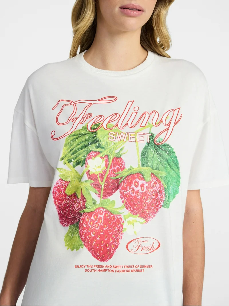 No Boundaries Washed Graphic Boyfriend Tee, Women's XXS-XXL | Walmart (US)
