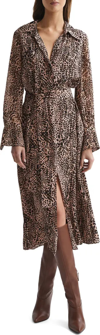 Tabitha Leopard Print Long Sleeve Shirtdress | Nordstrom