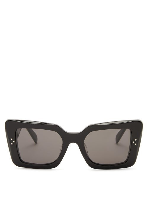 Celine Eyewear - Rectangular Acetate Sunglasses - Womens - Black | Matches (US)