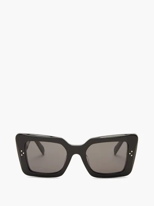 Celine Eyewear - Rectangular Acetate Sunglasses - Womens - Black | Matches (US)