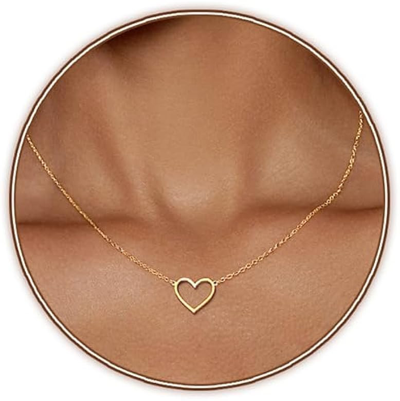 Zeffy Cute Heart Necklace 18k Gold/Silver Plated Tiny Heart Pendant Choker Necklaces Gold Love He... | Amazon (US)