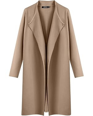 MEROKEETY Women's 2023 Long Sleeve Cardigan Sweaters Lapel Open Front Casual Knit Coatigan Jacket... | Amazon (US)