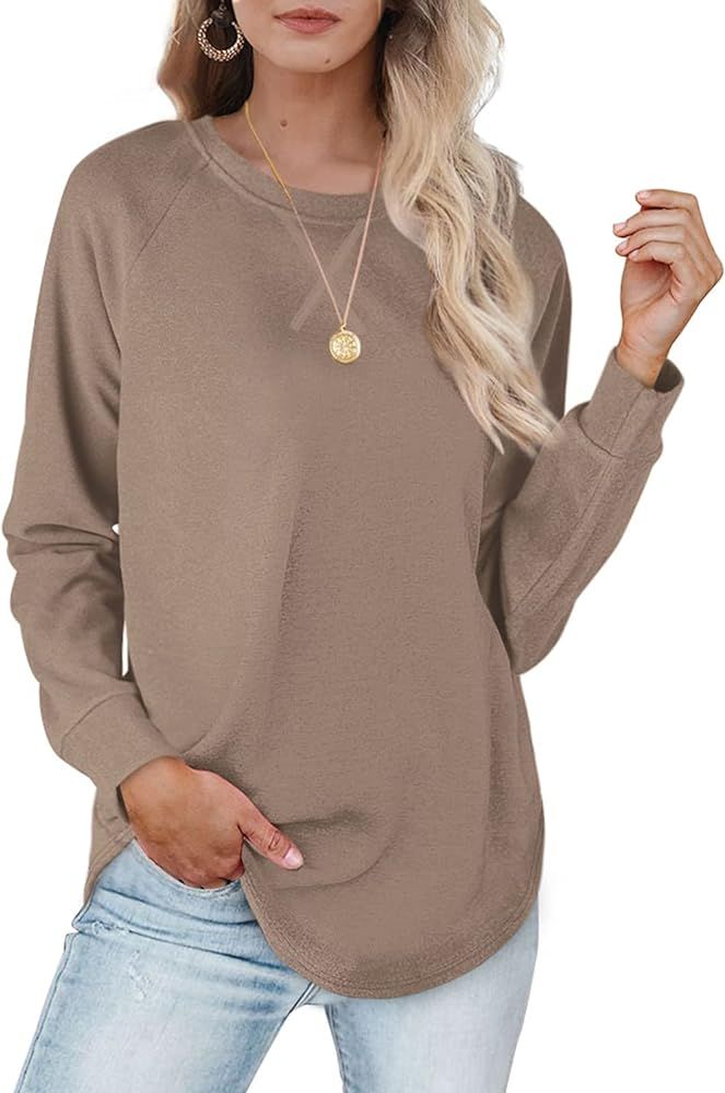 Womens Sweatshirts Crewneck Loose Fitting Tops For Women Long Sleeve Shirts Pullover | Amazon (US)