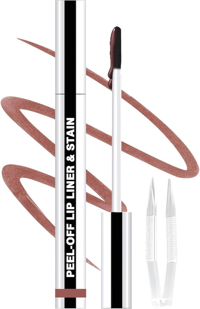 Lip Liner Stain Peel Off with Tweezer, Long Lasting Matte Lip Tattoo, Highly Pigmented Color Lip ... | Amazon (US)