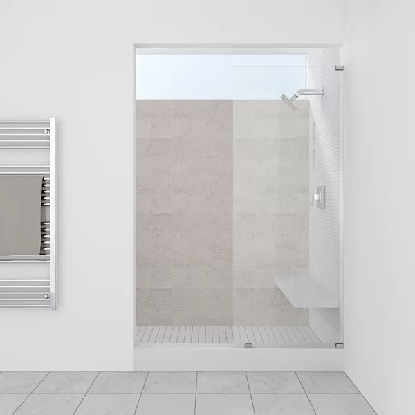 23.5'' - 23.75'' W x 76'' H Frameless Fixed Glass Panel with Clear Glass | Wayfair North America